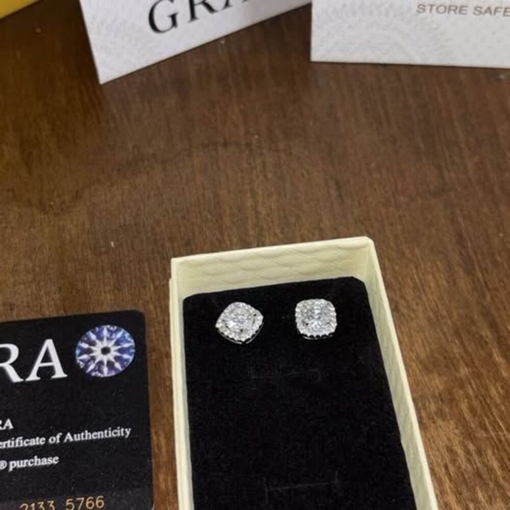 2CT Total Moissanite Stud Earrings | 6.5mm Square Cut Princess | D Color VVS